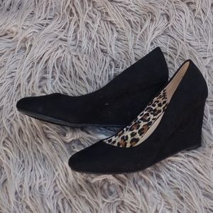Black Velvet Wedge Pumps 10